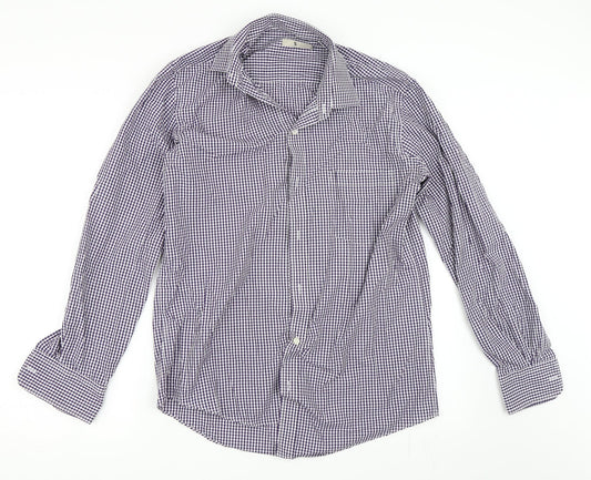 TU Mens Purple Check   Button-Up Size 15