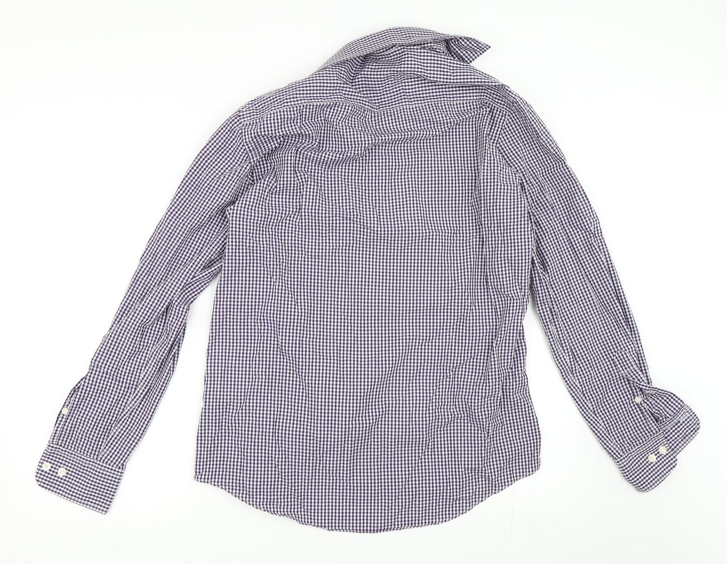 TU Mens Purple Check   Button-Up Size 15
