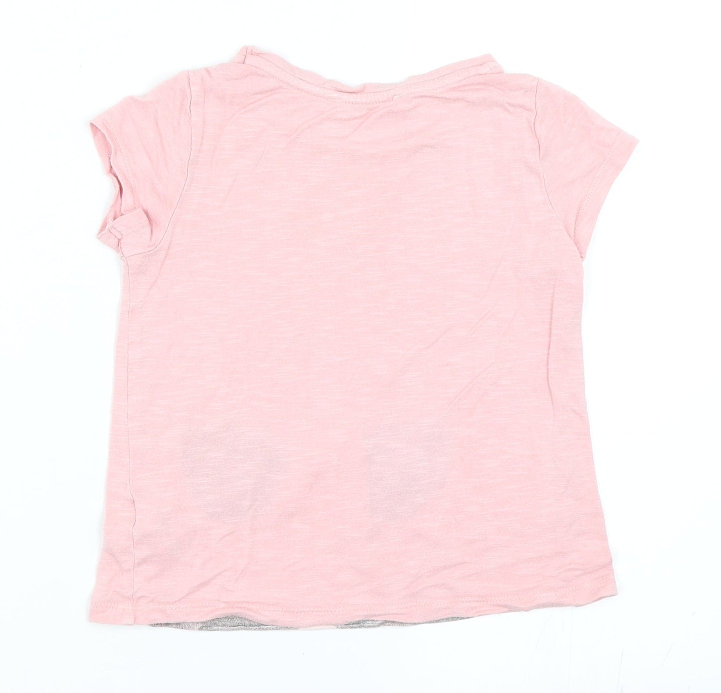 M&Co Girls Pink   Basic T-Shirt Size 5-6 Years  - Cat