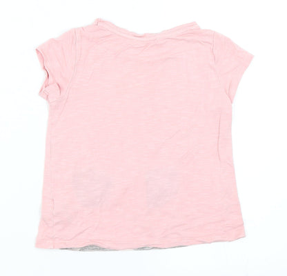 M&Co Girls Pink   Basic T-Shirt Size 5-6 Years  - Cat