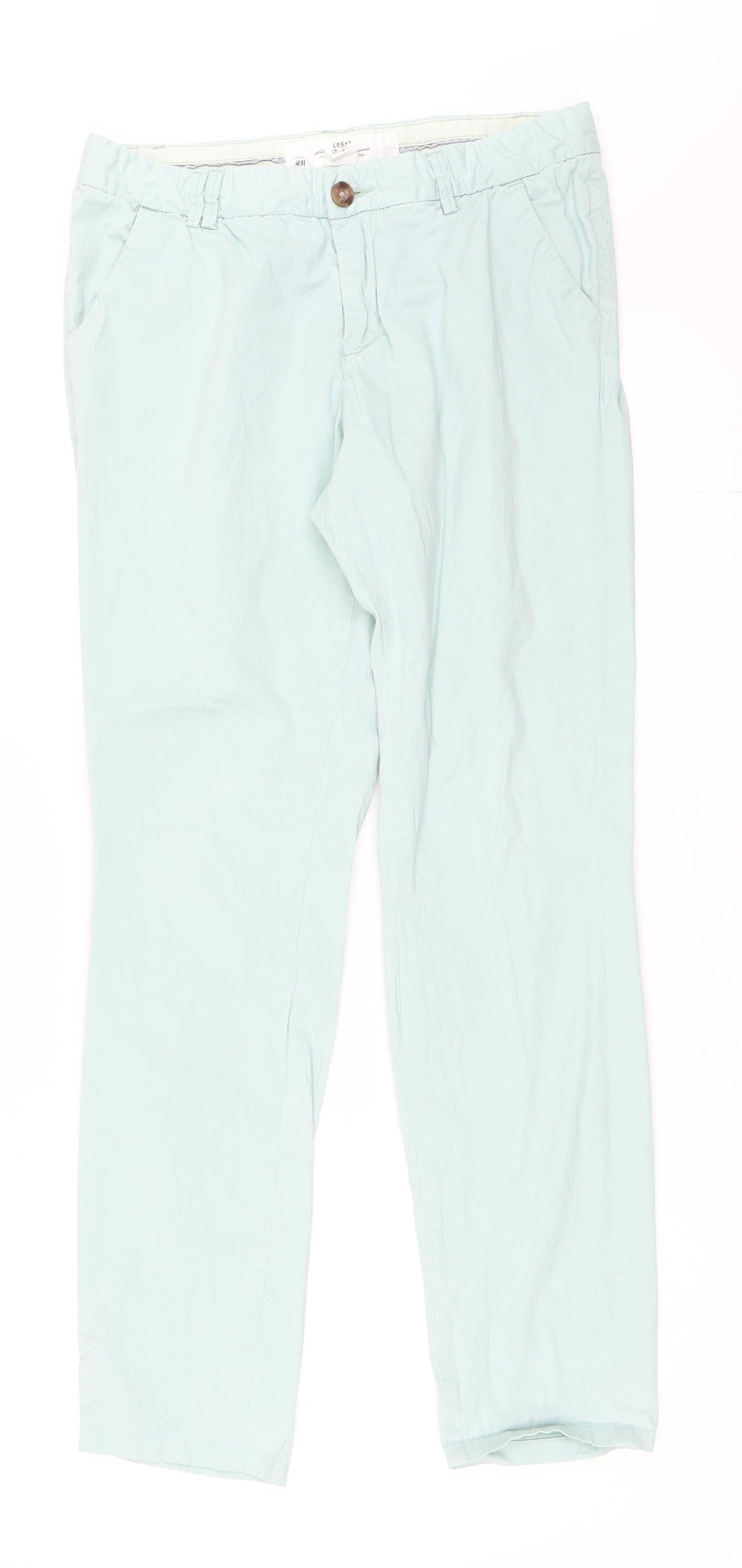 Womens UK Size 36 H&M Regular Fit Chino Blue Trousers