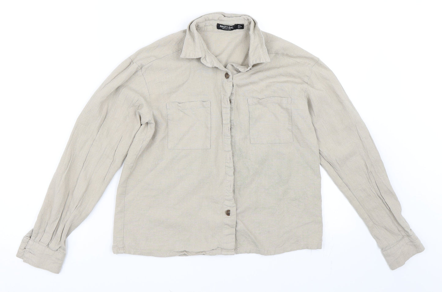 Womens UK Size 8 Nasty Gal Beige Basic Button-Up