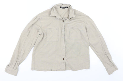 Womens UK Size 8 Nasty Gal Beige Basic Button-Up