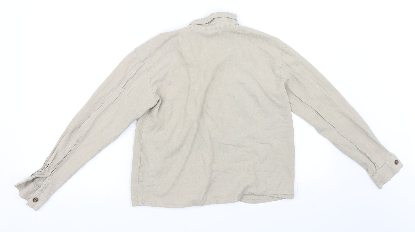 Womens UK Size 8 Nasty Gal Beige Basic Button-Up