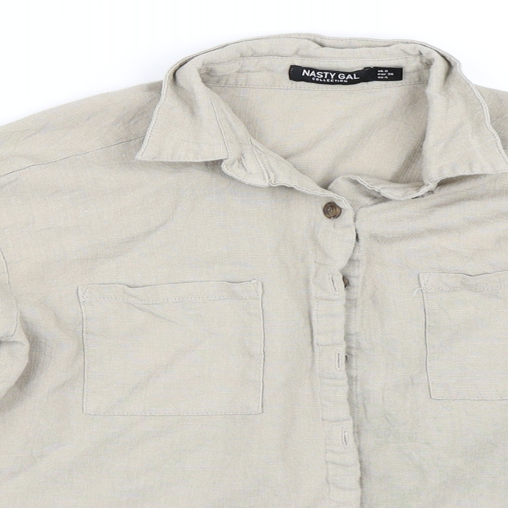 Womens UK Size 8 Nasty Gal Beige Basic Button-Up