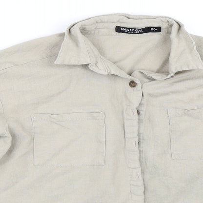 Womens UK Size 8 Nasty Gal Beige Basic Button-Up