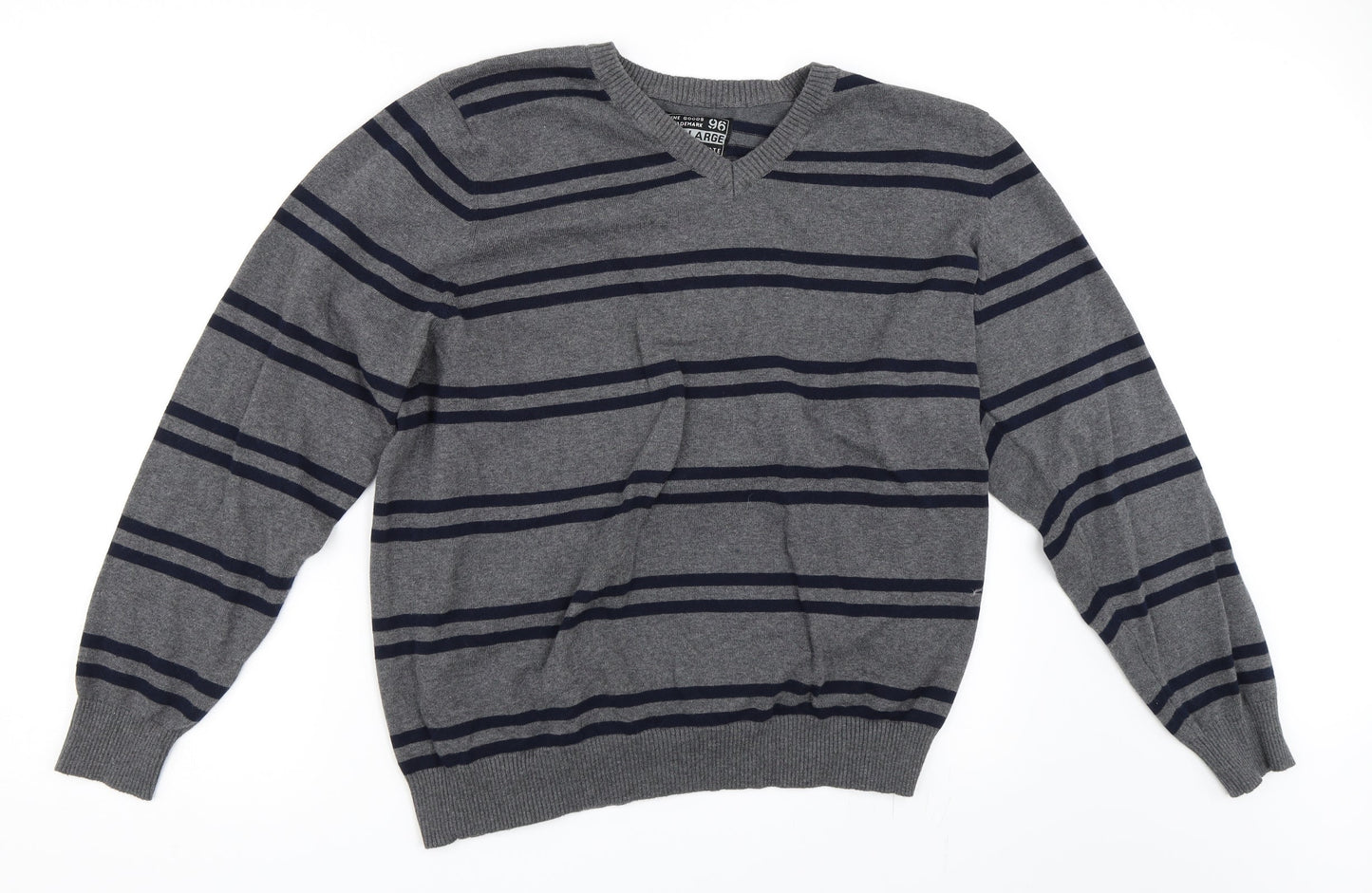 Cedar Wood State Mens Grey Striped  Pullover Jumper Size 2XL