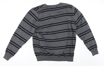 Cedar Wood State Mens Grey Striped  Pullover Jumper Size 2XL