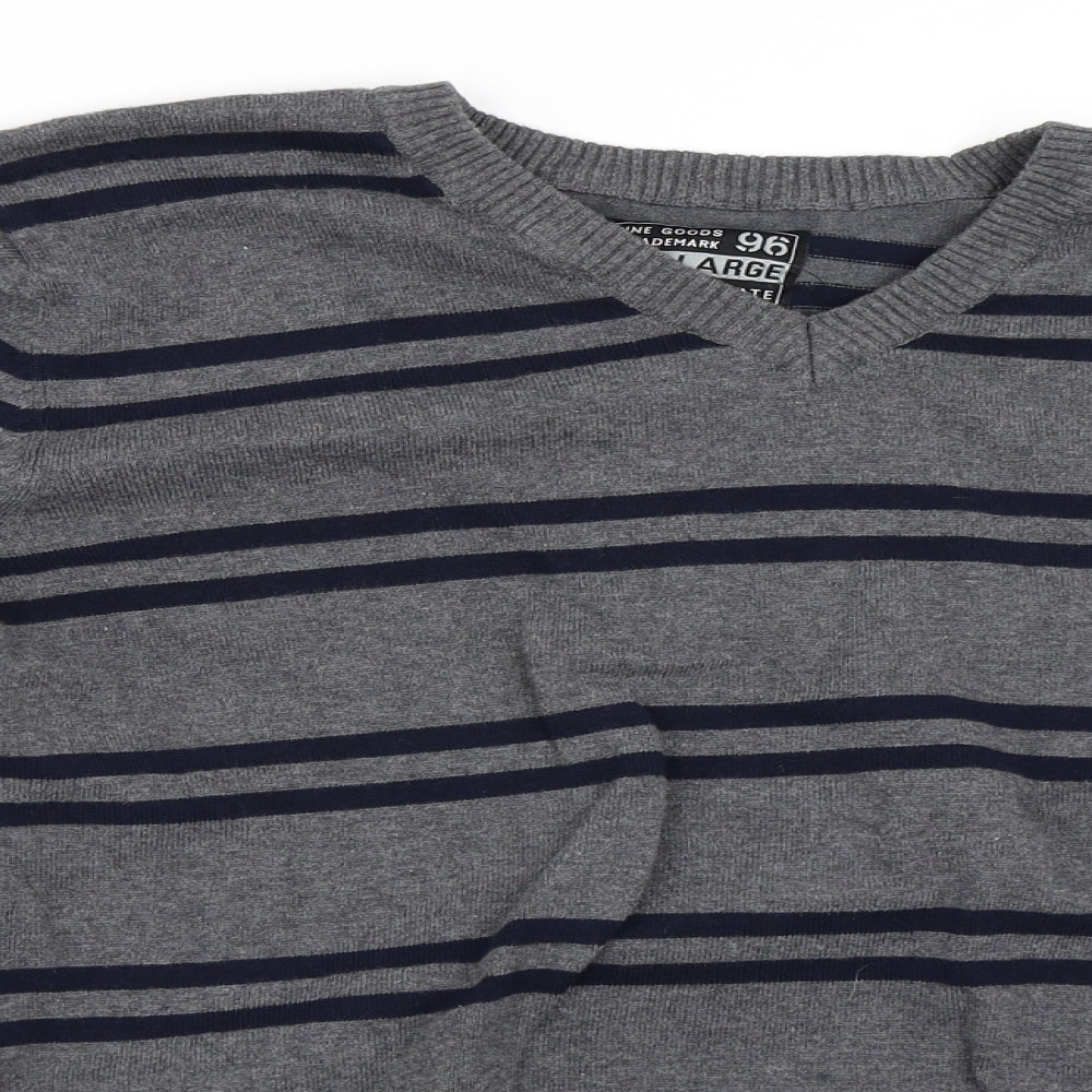 Cedar Wood State Mens Grey Striped  Pullover Jumper Size 2XL