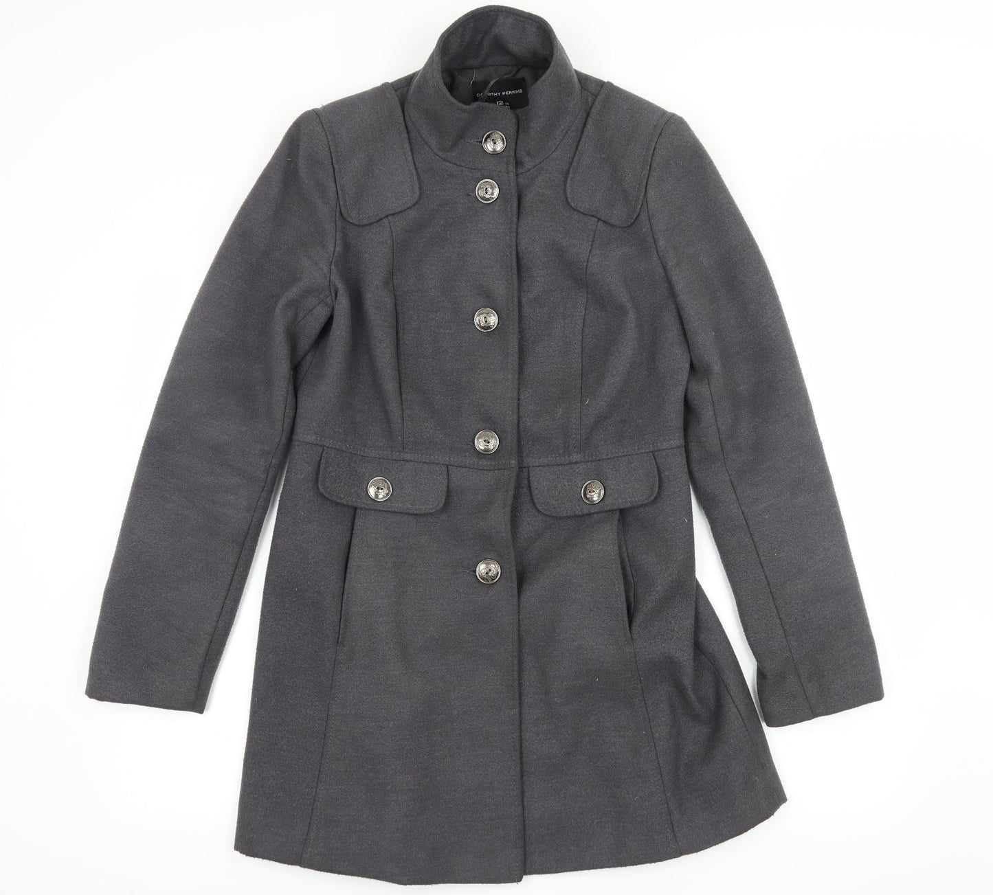 Womens UK Size 12 Dorothy Perkins Grey Pea Coat