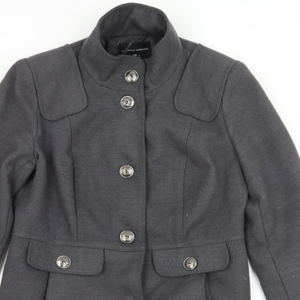 Womens UK Size 12 Dorothy Perkins Grey Pea Coat