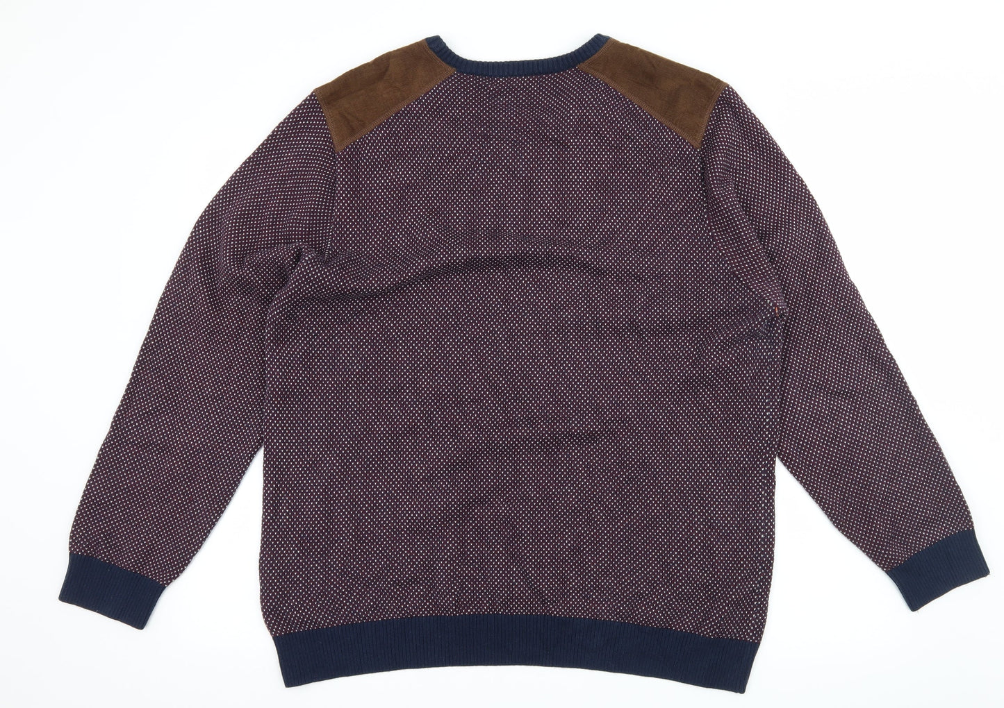 George Mens Blue Polka Dot Knit Pullover Jumper Size XL