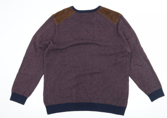 George Mens Blue Polka Dot Knit Pullover Jumper Size XL