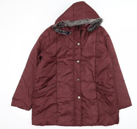 Womens UK Size M Anne De Lancay Red Parka Coat