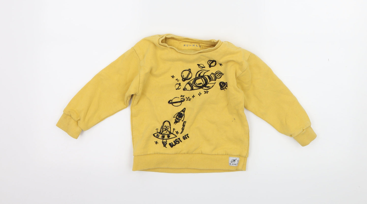 Nutmeg Boys Yellow  Jersey Pullover Sweatshirt Size 2-3 Years  - Space