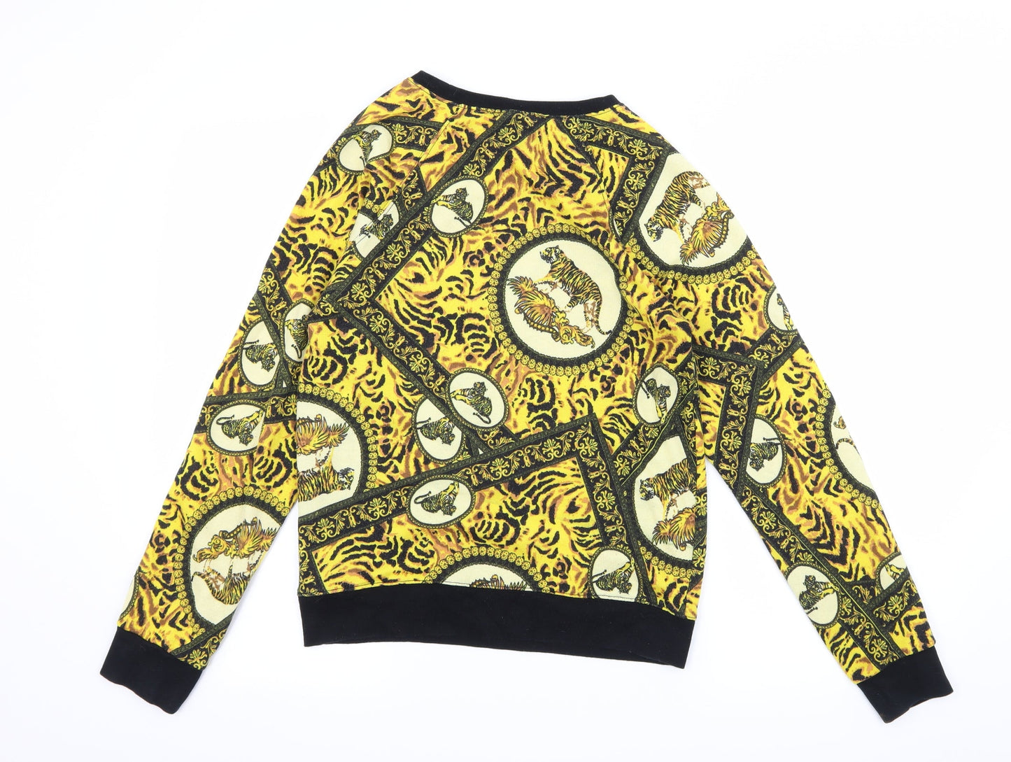 Topshiop Womens Yellow Geometric Jersey Pullover Sweatshirt Size 10  - Tiger