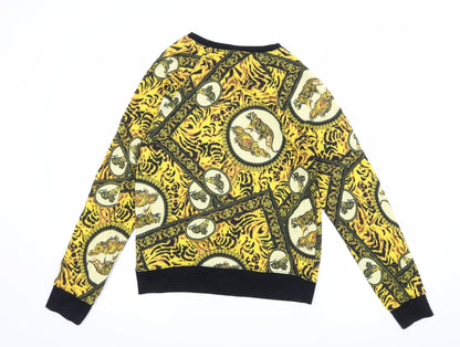Topshiop Womens Yellow Geometric Jersey Pullover Sweatshirt Size 10  - Tiger