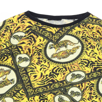 Topshiop Womens Yellow Geometric Jersey Pullover Sweatshirt Size 10  - Tiger