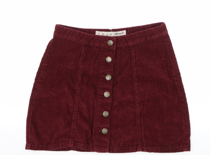 Denim & Co. Womens Red  Corduroy A-Line Skirt Size 8
