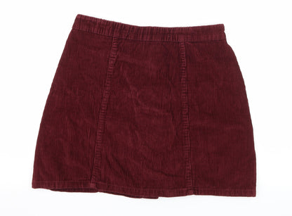 Denim & Co. Womens Red  Corduroy A-Line Skirt Size 8