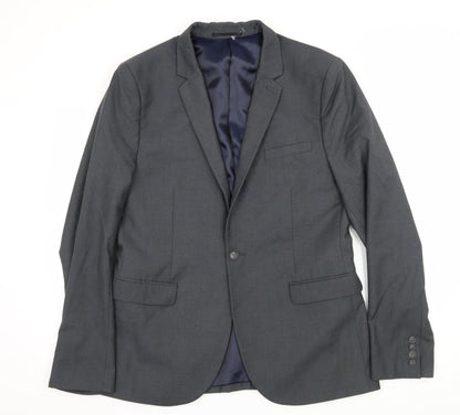 Mens UK Size L Topman Regular Grey Suit Jacket