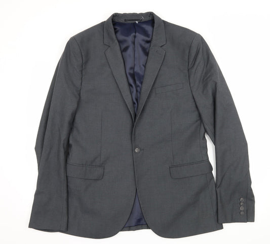 Mens UK Size L Topman Regular Grey Suit Jacket