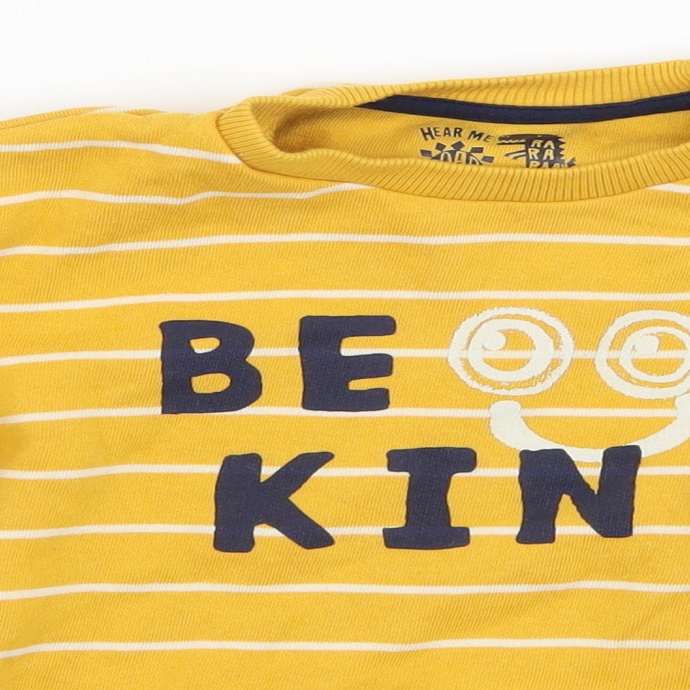 F&F Boys Yellow Striped Jersey Pullover Sweatshirt Size 2-3 Years  - Be Kind