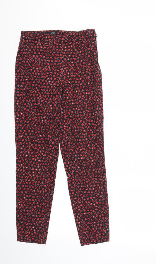 F&F Womens Red Floral  Trousers  Size 6 L26 in
