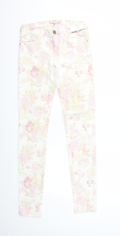 River Island Womens White Floral Denim Skinny Jeans Size 10 L31 in