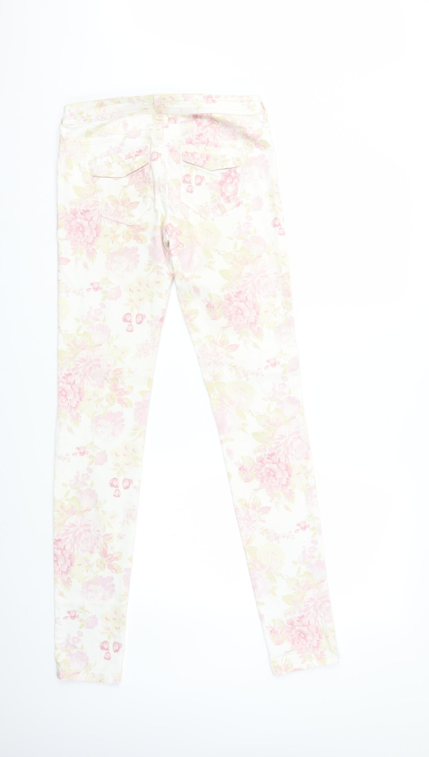 River Island Womens White Floral Denim Skinny Jeans Size 10 L31 in