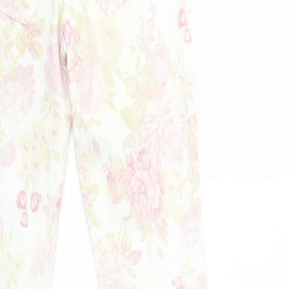 River Island Womens White Floral Denim Skinny Jeans Size 10 L31 in
