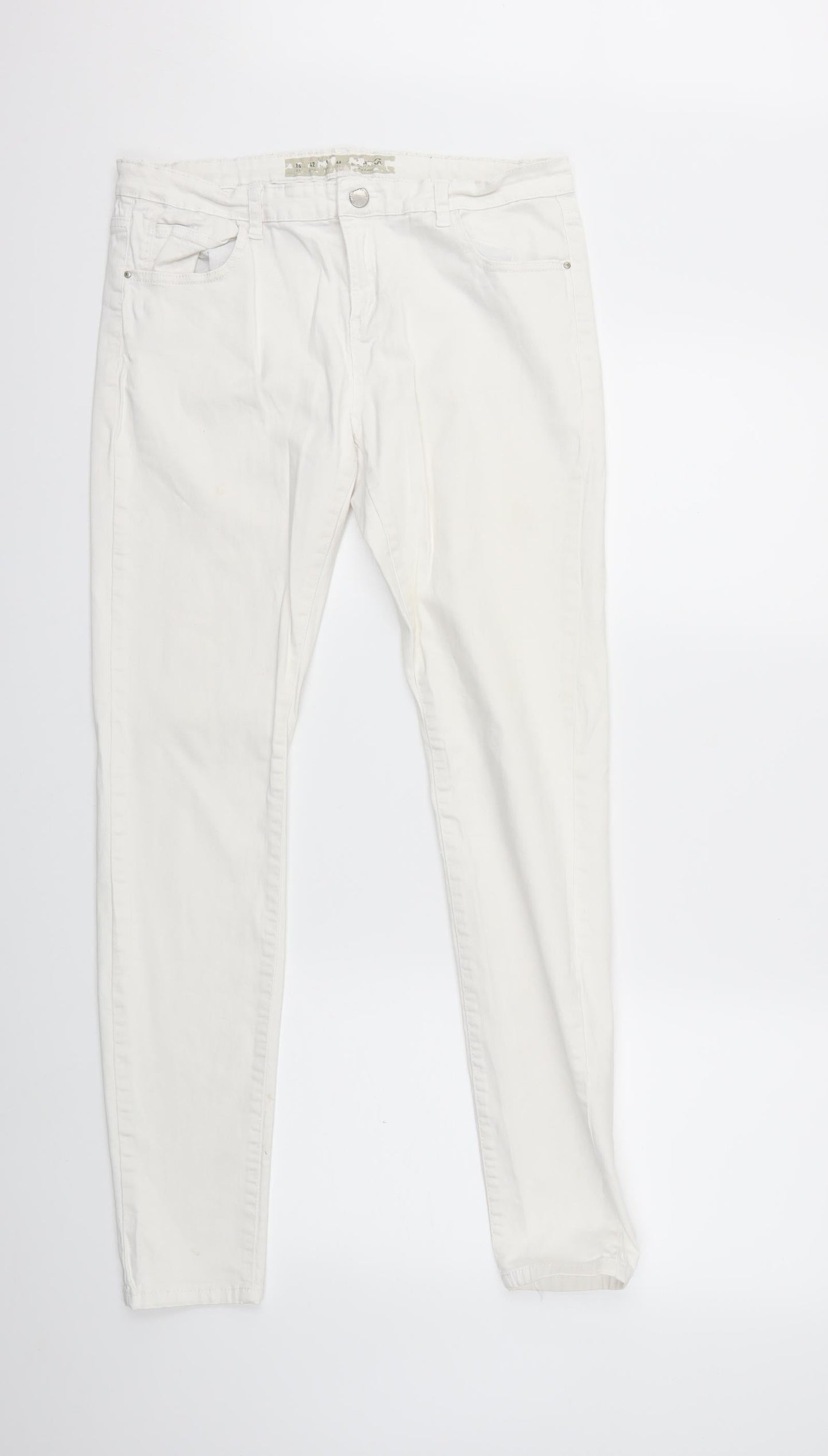 Denim & Co. Womens White  Denim Skinny Jeans Size 14 L30 in