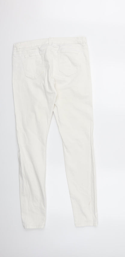 Denim & Co. Womens White  Denim Skinny Jeans Size 14 L30 in