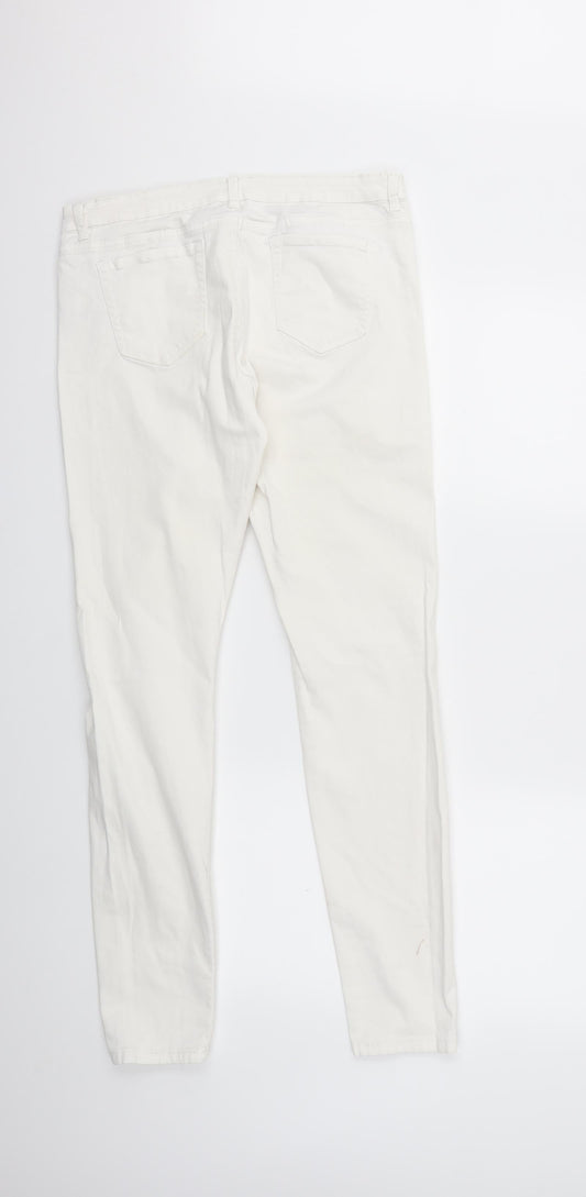 Denim & Co. Womens White  Denim Skinny Jeans Size 14 L30 in