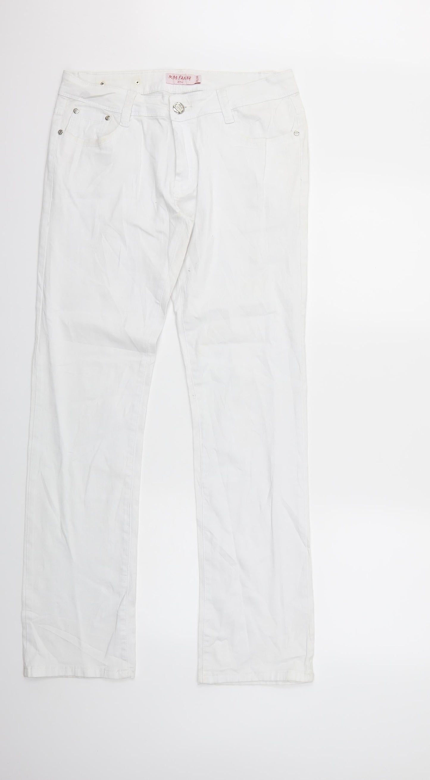 Miss Fanny Womens White  Denim Straight Jeans Size 2XL L32 in