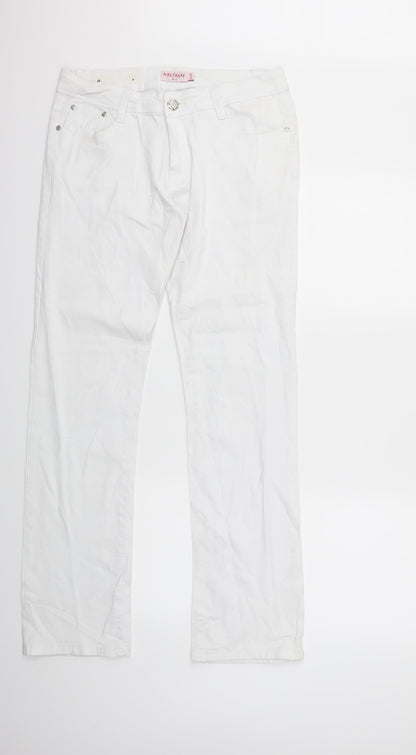 Miss Fanny Womens White  Denim Straight Jeans Size 2XL L32 in