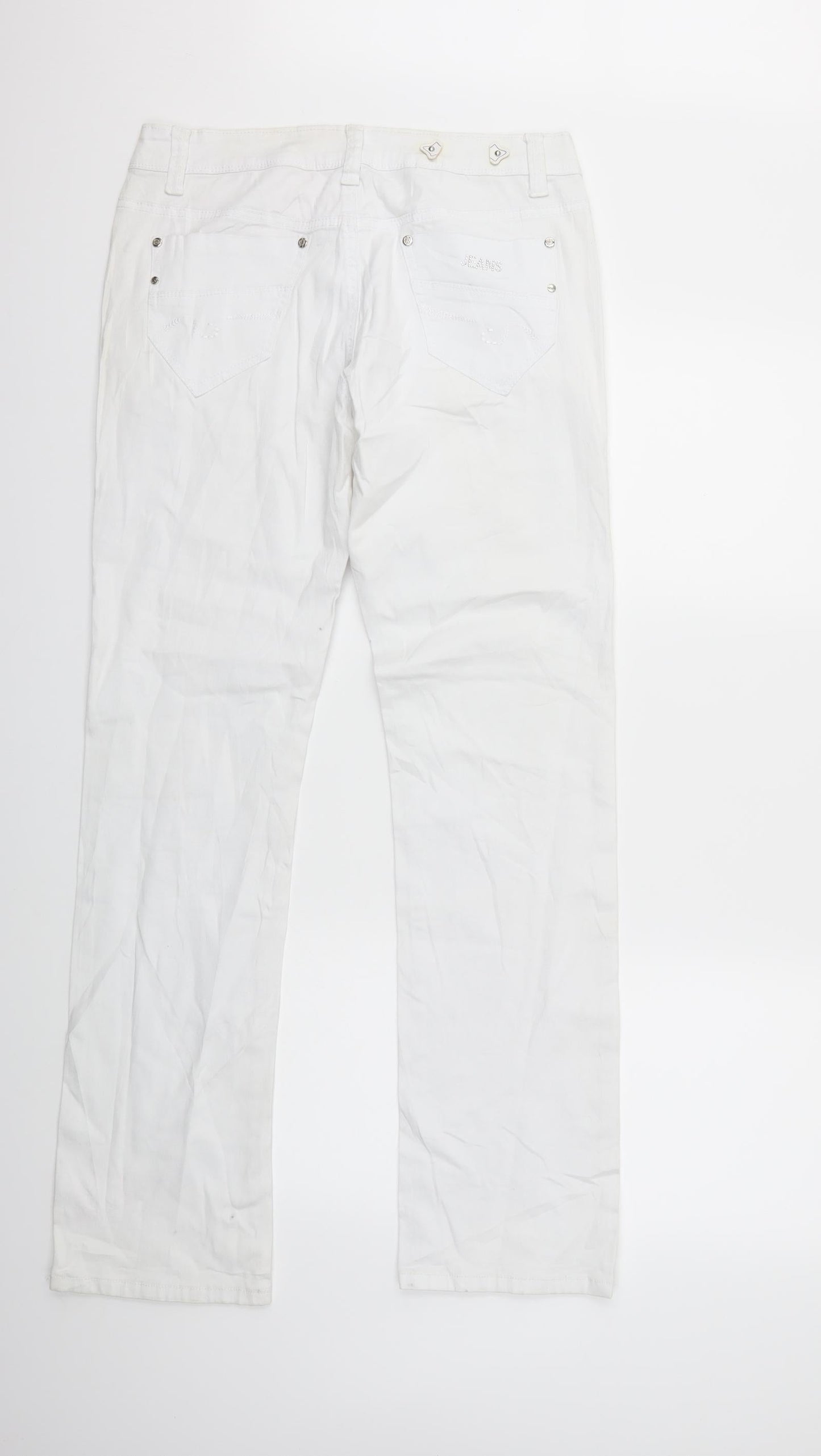 Miss Fanny Womens White  Denim Straight Jeans Size 2XL L32 in