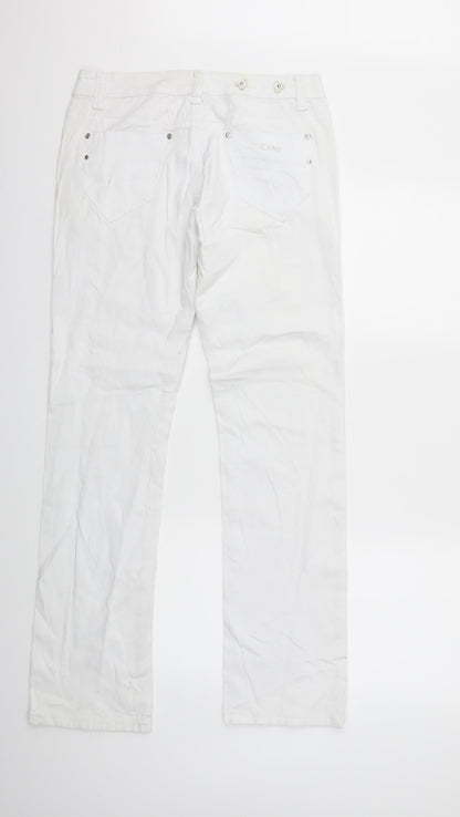 Miss Fanny Womens White  Denim Straight Jeans Size 2XL L32 in