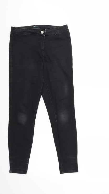 Womens UK Size 10 Papaya Regular Fit Skinny Black Jeans