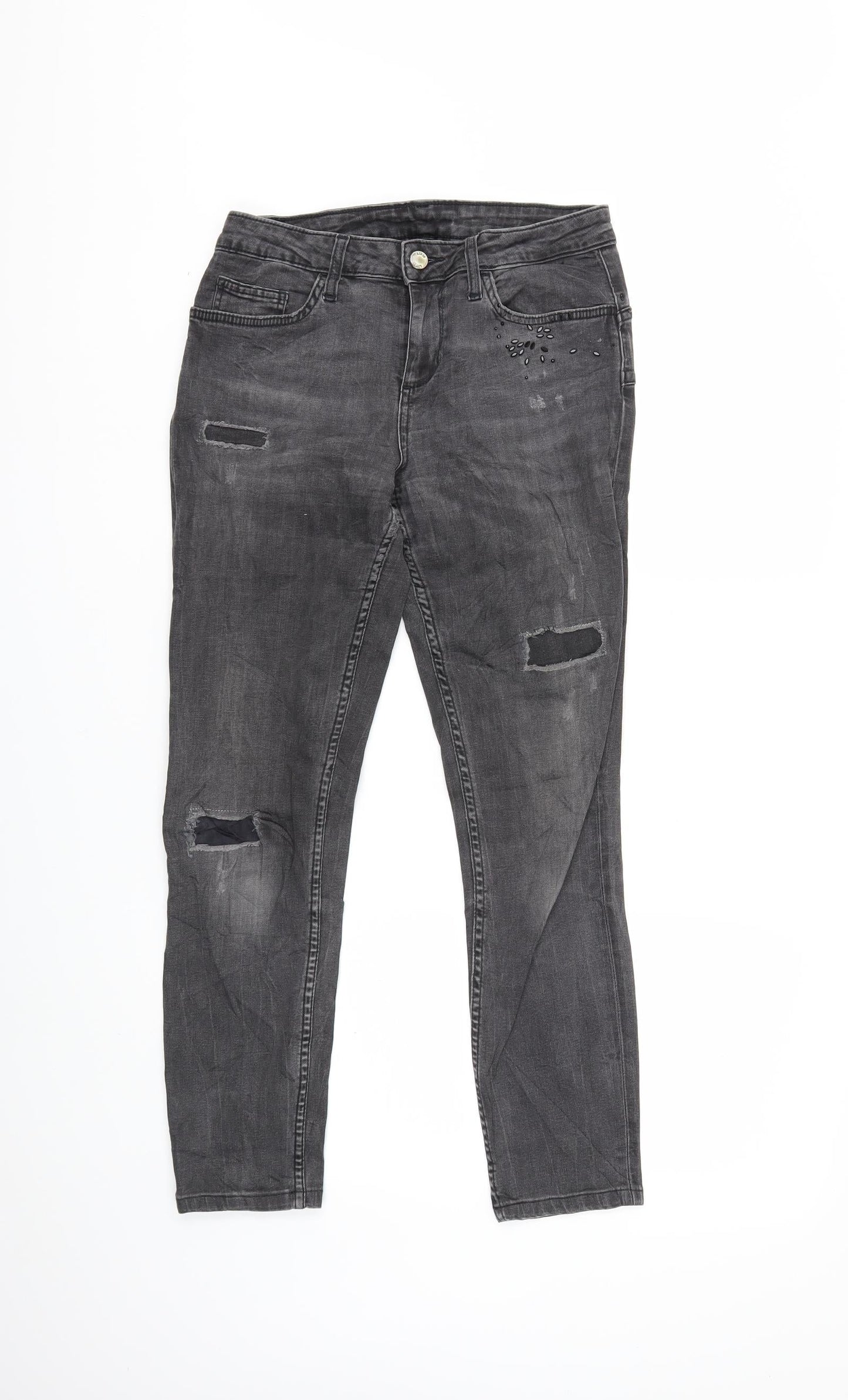 Womens UK Size 28 in Preworn Regular Fit Skinny Grey Jeans