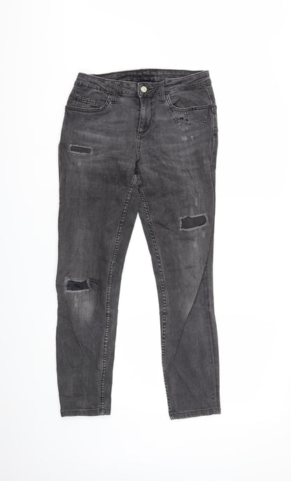 Womens UK Size 28 in Preworn Regular Fit Skinny Grey Jeans