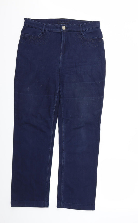 Per Una Womens Blue  Denim Straight Jeans Size 32 in L27 in