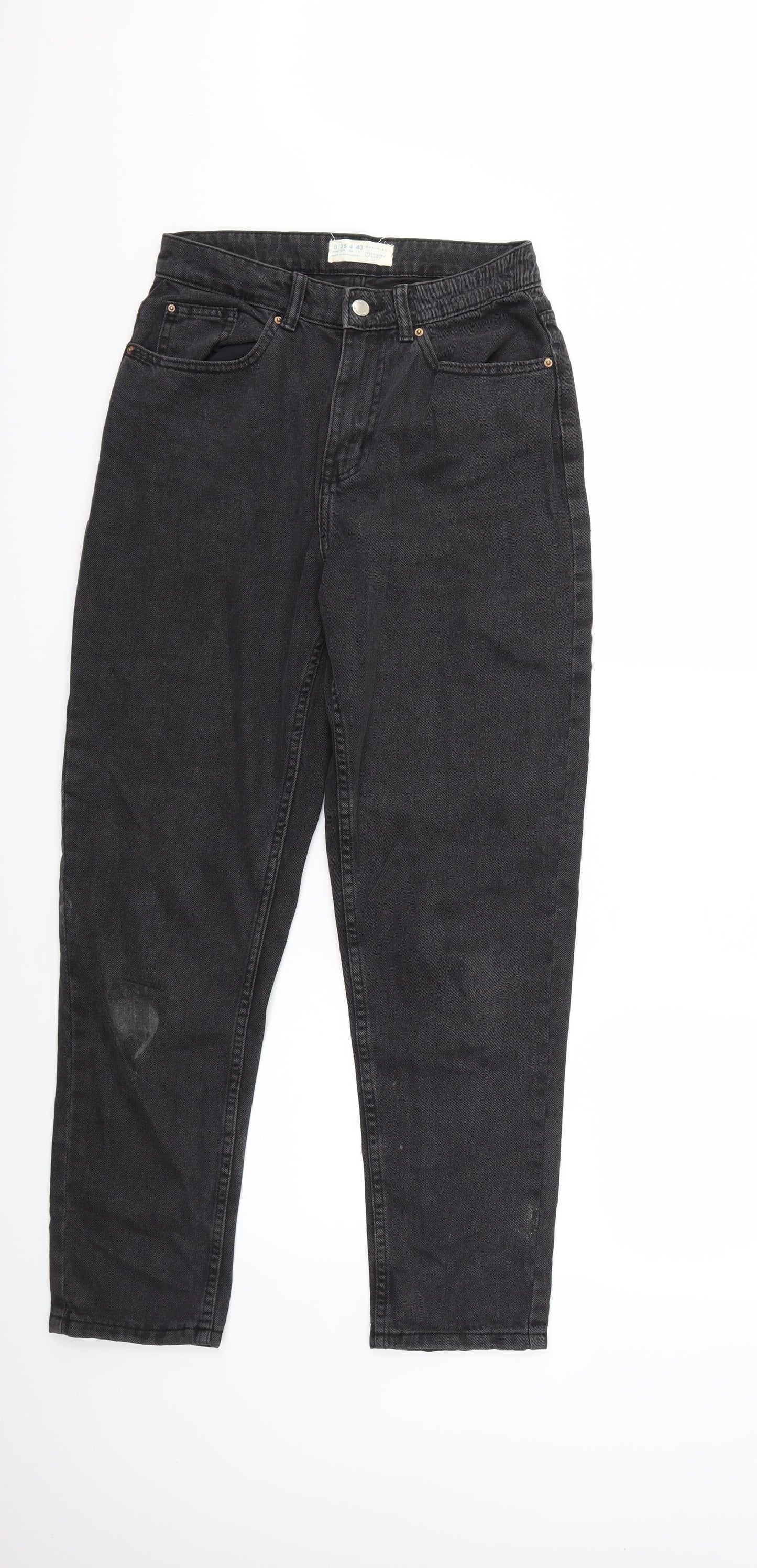 Denim & Co. Womens Black  Denim Mom Jeans Size 8 L30 in