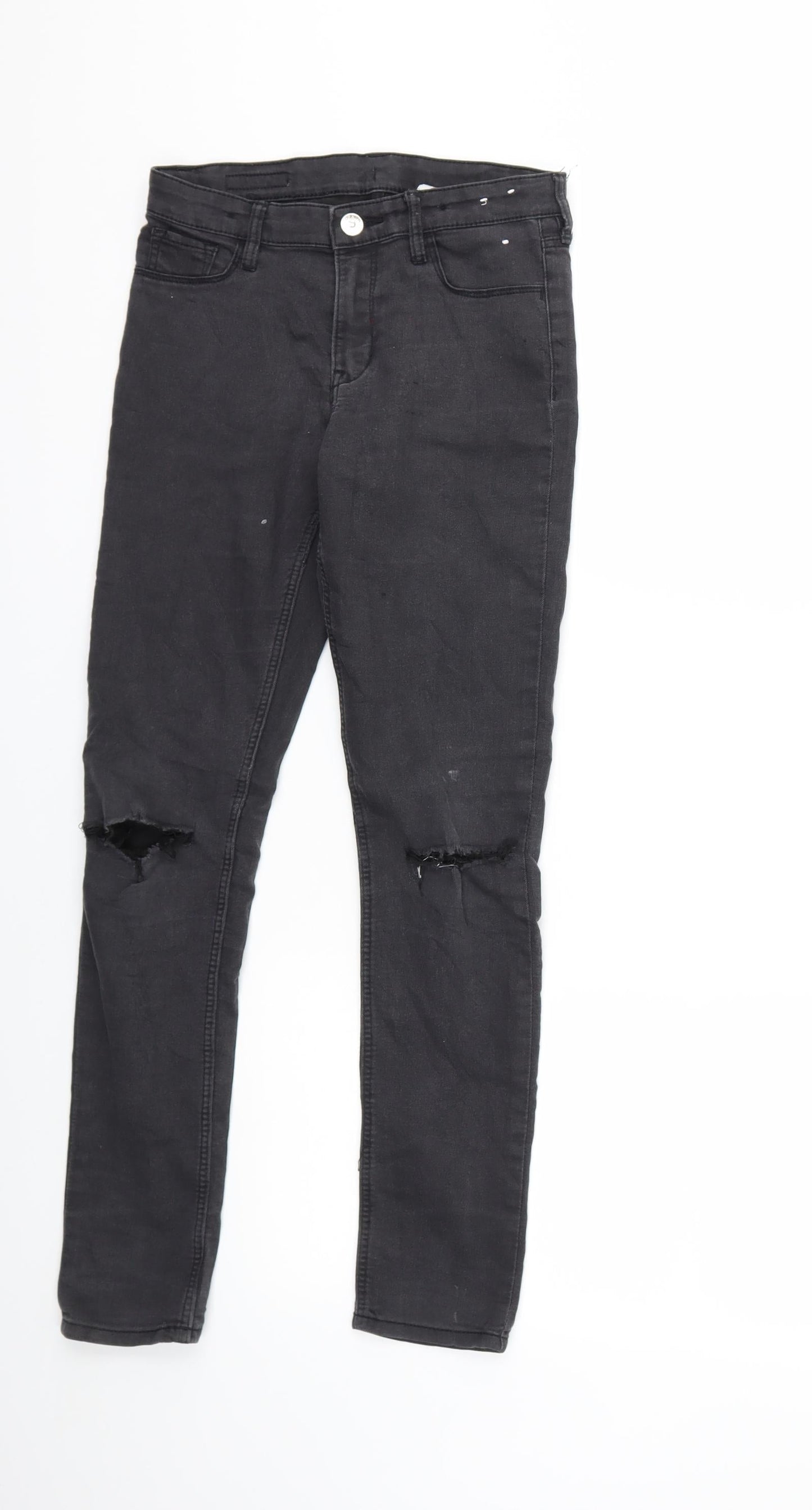 Preworn Girls Grey  Denim Skinny Jeans Size 11-12 Years