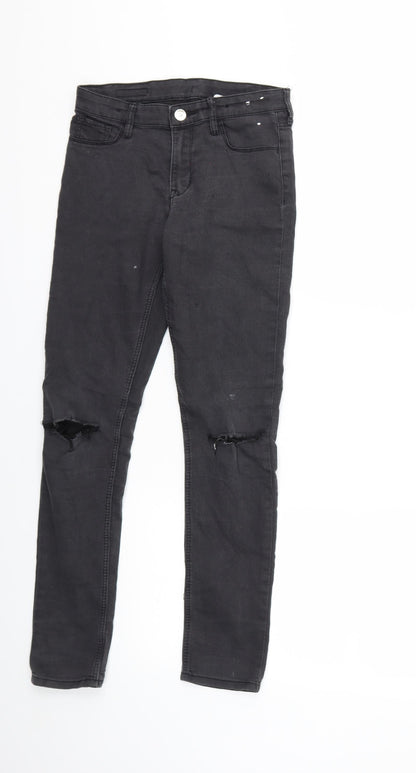 Preworn Girls Grey  Denim Skinny Jeans Size 11-12 Years
