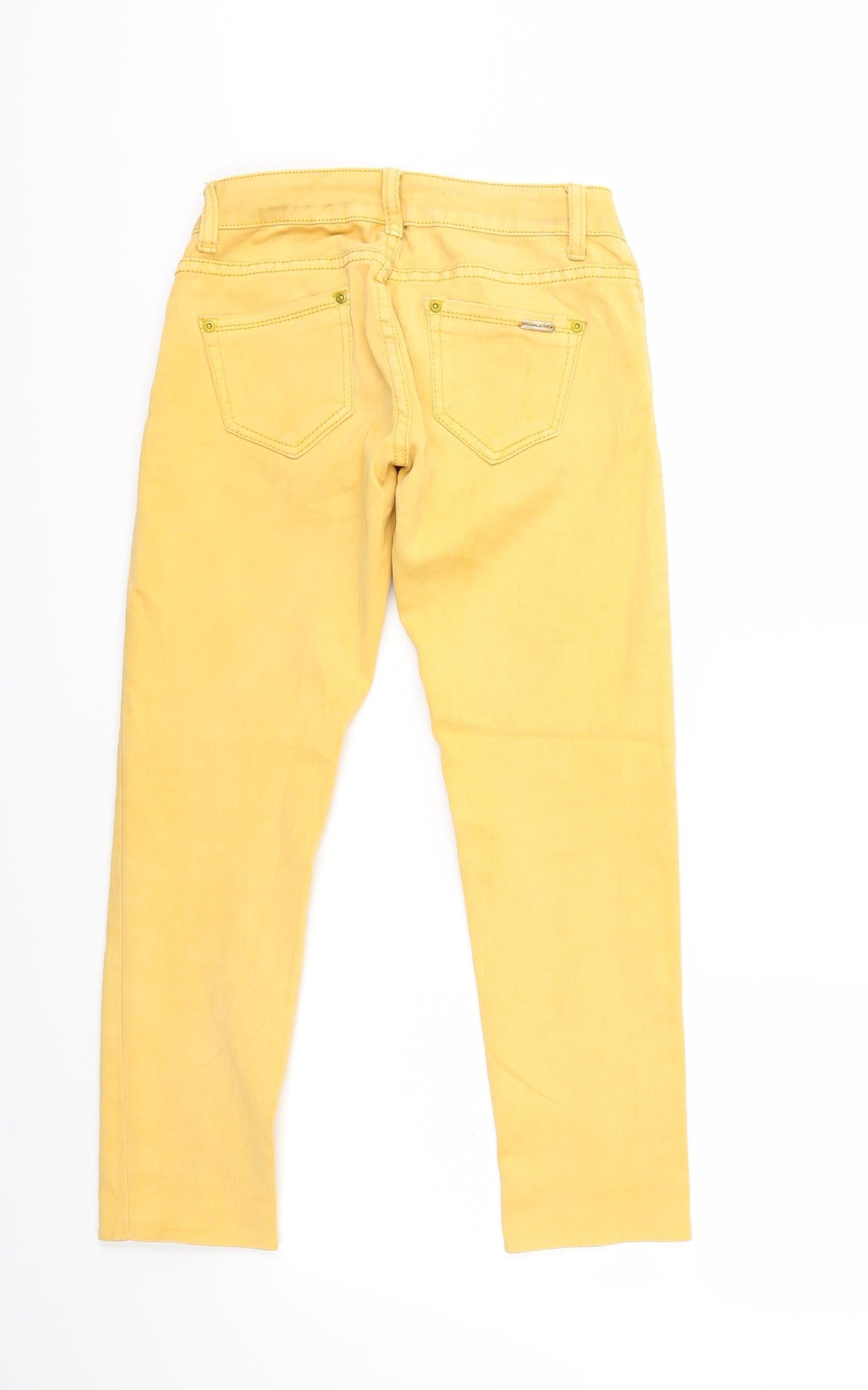 Womens UK Size XS Preworn Regular Fit Skinny Yellow Jeans