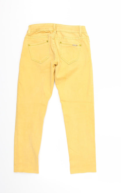 Womens UK Size XS Preworn Regular Fit Skinny Yellow Jeans