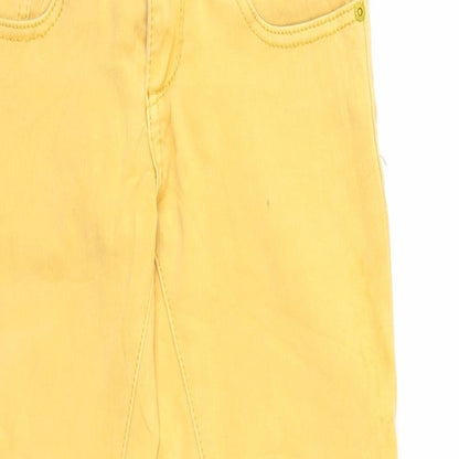 Womens UK Size XS Preworn Regular Fit Skinny Yellow Jeans