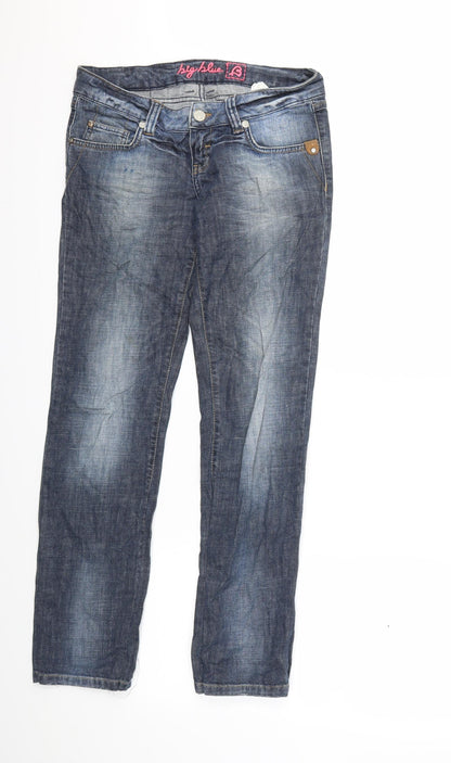 big blue Womens Blue  Denim Straight Jeans Size 28 in L30 in