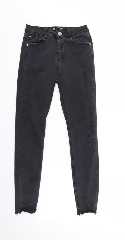 Missguided Womens Black  Denim Skinny Jeans Size 8 L26 in